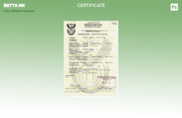 Модерен стил Шаблон за потврда за брак за Министерството за внатрешни работи на 